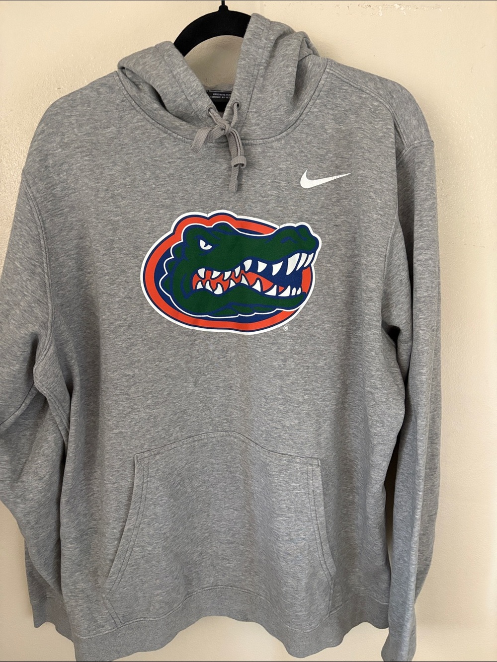 Nike Gray Crewneck Hoodie with Green & Orange Gator Logo